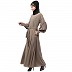 Elegant abaya with long cuff sleeves- Khaki
